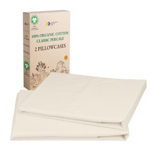 100% Organic Cotton Pillowcase Set, Percale- California Design Den - 1 of 4