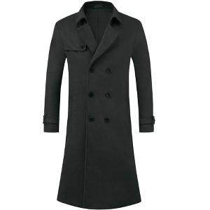 Lars Amadeus Men's Double Breasted Notched Lapel Long Winter Coat - 1 of 4