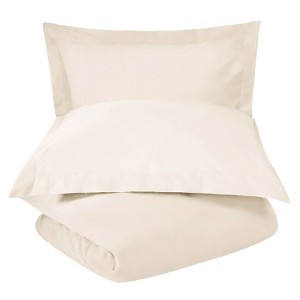 300-Thread Count Breathable Cotton Percale Solid Duvet Cover Set with Matching Pillow Shams by Blue Nile Mills - 1 of 4