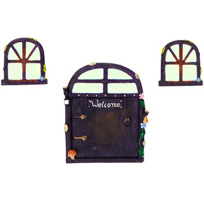 The Lakeside Collection Glow-in-the-Dark Fairy Door and Window Set