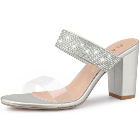 Rhinestone Heels - Silver Holographic Heels - Clear Vinyl Heels - Lulus