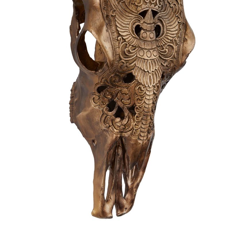 Polystone Cow Carved Skull Wall Decor - Olivia & May, 3 of 7