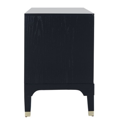 Navy Brushed Finish 3-Drawer Nightstand with Nickel Accents