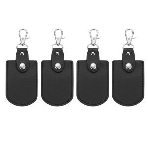 Unique Bargains Office Car ID DIY PU Leather Key Fobs with Key Rings 4 Pcs - 1 of 4