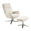 Chenille Upholstery Swivel Accent Chair with Ottoman, High-Density Foam, Attached Cushions and Silver Finish Base - 2 of 4