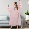 PAVILIA Faux Shearling Wearable Blanket Hoodie, Cozy Oversized Hooded Sweatshirt Adults, Warm Fleece Big Pocket - 3 of 4