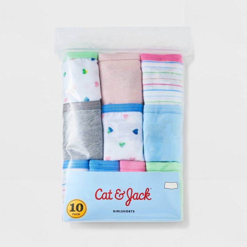 Girls' 10pk Heart/Striped Cotton Boy Shorts - Cat & Jack™, 2 of 4