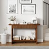 Bekrvio 51" Farmhouse Console Table with Drawers & Storage Shelf,Narrow Sofa Table Behind Couch, Wood Accent Table for Living Room, Hallway, Walnut - 2 of 4