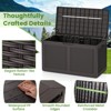Tangkula 103 Gallon Resin Outdoor Storage Box Waterproof Deck Box w/ Lockable Lid & Wheels Brown/Black/Grey - 4 of 4