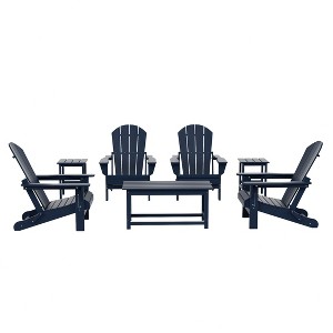 WestinTrends 7 Piece Set Outdoor Folding Adirondack Chairs with Coffee Table Side Table - 1 of 4