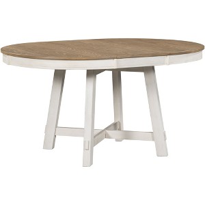 Dexmalle Antique White Farmhouse Round Extendable Dining Table with 16" Leaf - 1 of 4