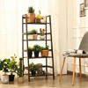 Costway 4-Tier Bamboo Ladder Shelf Plant Display Stand Rack Bookshelf Dark Brown - 4 of 4