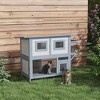 ORRD PawHut 2-Tier Outdoor Cat House, Weatherproof Feral Shelter w/ Escape Door, Asphalt Roof, Jump Platform, Light Gray - 2 of 4