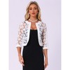 Allegra K Women's Floral Lace 3/4 Sleeve Cropped Open Front Elegant Bolero Cardigan - 4 of 4