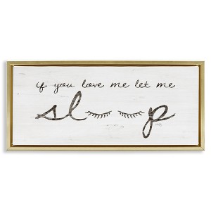 Stupell Industries Let Me Sleep Phrase with Eyelashes Black Framed Floater Canvas Wall Art - 1 of 4