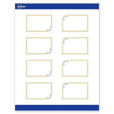 Avery Printable Rectangle Tags, Gold Double Border with Florals, 2" x 3", Matte White Rectangle Tags, Laser/Inkjet, 80ct, Great for Product Tags