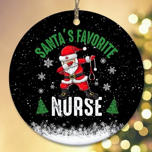 Lomsoe Christmas Ornament Santa's Favorite Nurse Ceramic Ornament Tree Decor Gift for Nurse Christmas Tree Ornament Christmas Decor Christmas Gift - 1 of 1