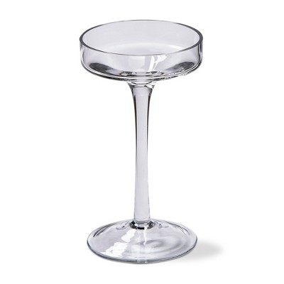 tagltd Paloma Pulled Clear Glass Stem Pillar Candle Holder Small 3.5L x 3.5W x 6.3H inches