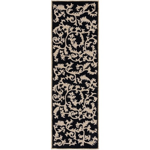 Chelsea Hk307 Hand Hooked Runner Rug - Black - 2'6