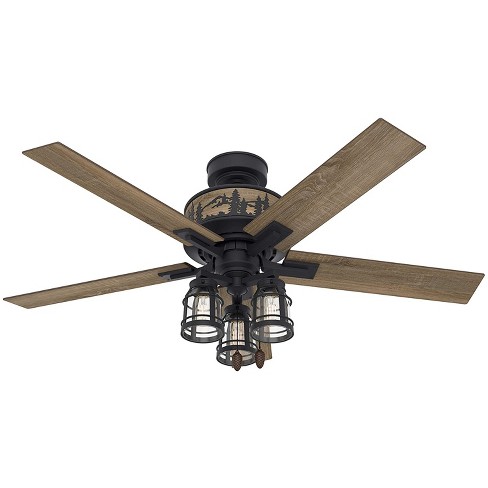 Hunter Fan Company 50169 Mt Vista Rustic Woodland Indoor 52 Inch 5 Blade Ceiling With 3 Led Lights Natural Iron Drift Oak Target - Rustic Ceiling Light Fans