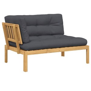 vidaXL Patio Pallet Corner Sofa with Cushions - Solid Wood Acacia, Anthracite Polyester Fabric, Modular Design for Garden, Patio, Terrace Seating - 1 of 4