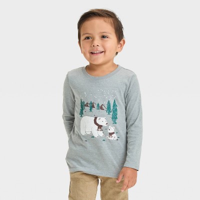 Image of Toddler Boys' Long Sleeve Polar Bear Graphic T-Shirt - Cat & Jack™ Gray 5T