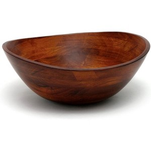 BRINJOY Cherry Finished Wavy Rim Serving Bowl for Fruits or Salads, Matte, Large, 13" x 12.5" x 5", Single Bowl - 1 of 4