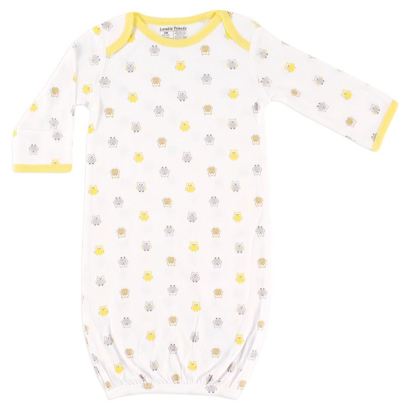 Luvable Friends Baby Unisex Cotton Gowns, Owl, 0-6 Months, 3 of 6