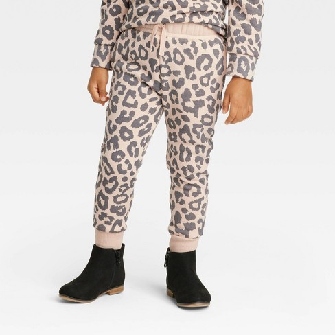 Grayson Mini Toddler Girls' Leopard Drawcord Jogger Pants - Brown - image 1 of 3