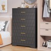 GustoWave Wood Triangle Pattern Dressers with 5 Drawers, Modern Bedroom Chest of Drawers with Gold Handles, Wooden Tall Nightstand - 2 of 4