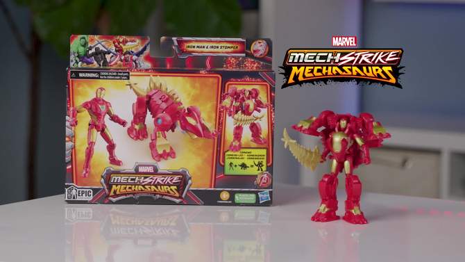 Marvel Mech Strike Mechasaurs Iron Man and Iron Stomper Action Figure Set - 2pk, 2 of 11, play video
