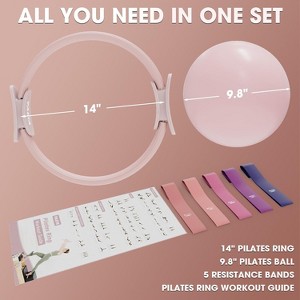 PAETA Pilates Ring Set – 14” Magic Circle (38 lbs Resistance), 9.8” Pilates Ball, 5 Resistance Bands, and Exercise Guide - 1 of 4