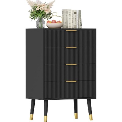 White 4 Drawer Dressers Modern Chest of Drawers with Gold Metal Handles£¬Modern Nightstand