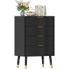 Black 4 Drawer Dressers Modern Chest of Drawers with Gold Metal Handles£¬Modern Nightstand - 2 of 4