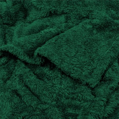 Emerald Green Sherpa Fleece Throw Blanket for Couch and Bed