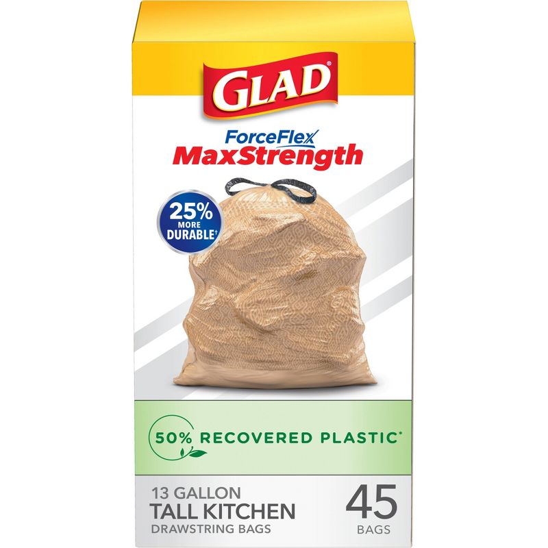 Glad ForceFlex MaxStrength Recovered Plastic Trash Bag - 13 Gallon/45ct, 1 of 18