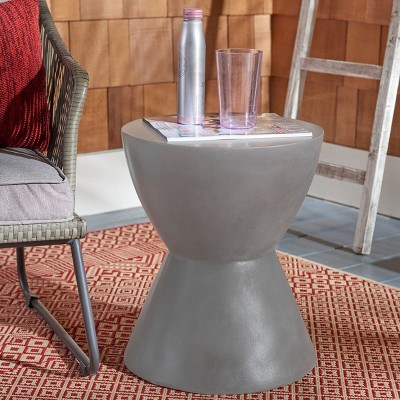 Athena Transitional Concrete Round Accent Table - Grays/Brown