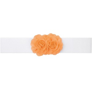 INSPIRE CHIC Women's Large Chiffon Rose Double-Flower Elastic Stretch Wide Corset Waist Belt 1 Pc - 1 of 4