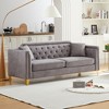 81'' Chenille Mid-Century Sofa with Pull Buckle Design, Button Tufted Armrest and Copper Nail Decoration - 3 of 4
