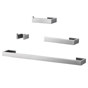 WOWOW 4-Pieces Bath Hardware Set with Hardware Included Toile Paper Holder Towel/Robe Hook Towel Bar/Rack in Brushed Nickel - 1 of 4