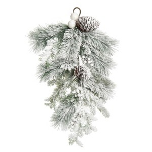 Transpac Artificial 24 in. Green Christmas Frosted Artificial T-Drop - 1 of 2