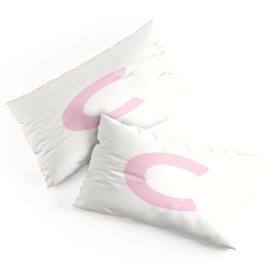 Deny Designs King April Lane Art Block Pink Monogram C Microfiber Printed Pillow Sham
