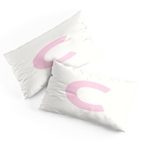 Deny Designs King April Lane Art Block Pink Monogram C Microfiber Printed Pillow Sham - 1 of 3