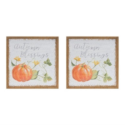 Melrose Autumn Blessing Pumpkin Sign (Set of 2)