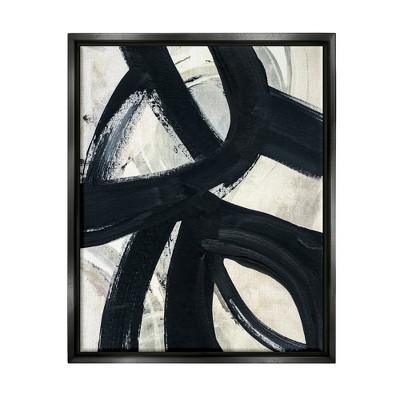 Stupell Industries Dynamic Modern Black Paint Strokes Bold Abstract Floater Canvas Wall Art