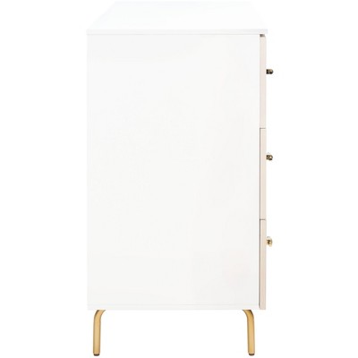 Mid-Century White and Whitewashed 41" Horizontal Dresser with Gold Accents