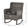 Patio Wicker Rocking Chair, Outdoor PE Rattan Swing Chair w/ Soft Cushions, Classic Style for Garden, Patio, Lawn - 3 of 4