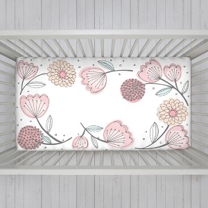 NoJo Fitted Crib Sheet - Floral - Pink