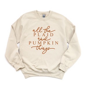 Simply Sage Market Women's All The Plaid And Pumpkin Things Gildan Sweatshirt - 1 of 2