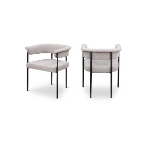 Meridian Furniture,Malin Linen Textured Fabric Dining Chair, Set of 2 - 1 of 4